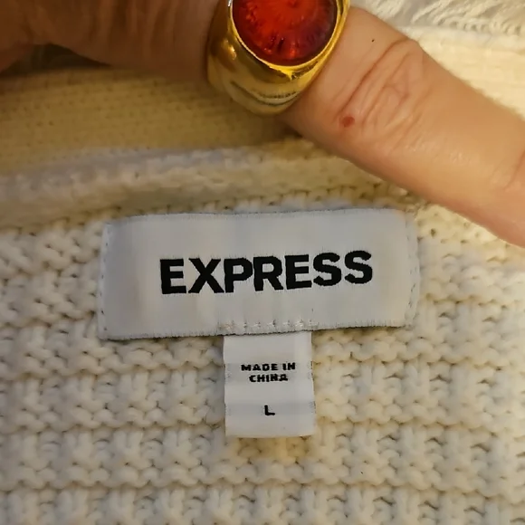 Express White Textured Women's Cardigan - Picture 6 of 7